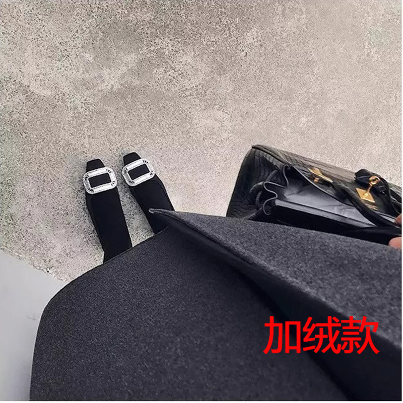 加绒款~2025平跟高跟方扣粗跟女鞋 高货系列水钻女鞋