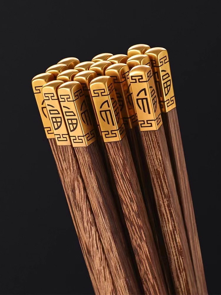 鸡翅木筷子家用实木高档红木高端木质防滑防霉耐高温公筷家庭快子