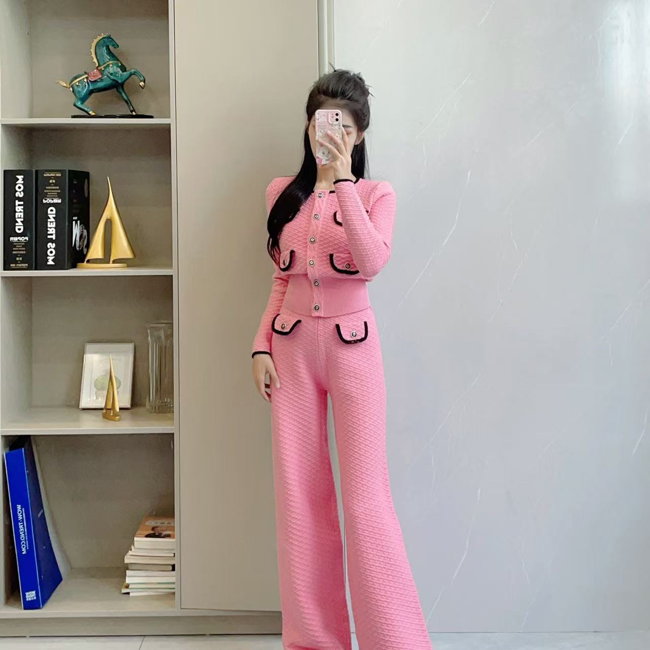 (001-100)小香风巴家轻奢高定时尚休闲名媛少女针织连衣裙