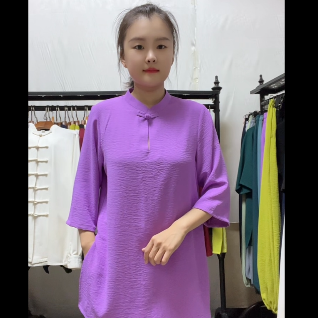 夏天女款 棉麻类套头款太极服轻薄透气时尚中国风立领