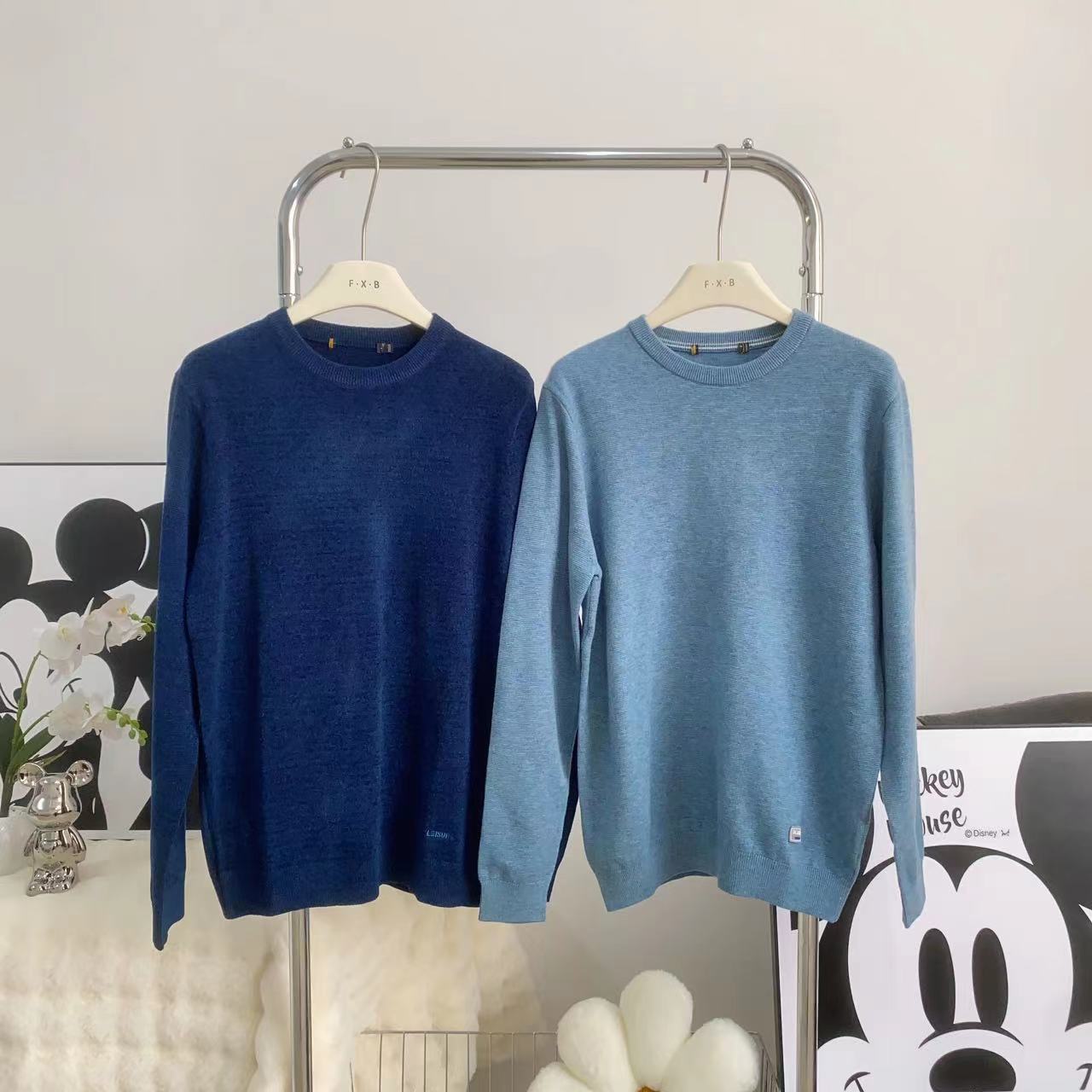 3044男式基础款百搭必备亲肤纯色针织套头打底长袖毛衣