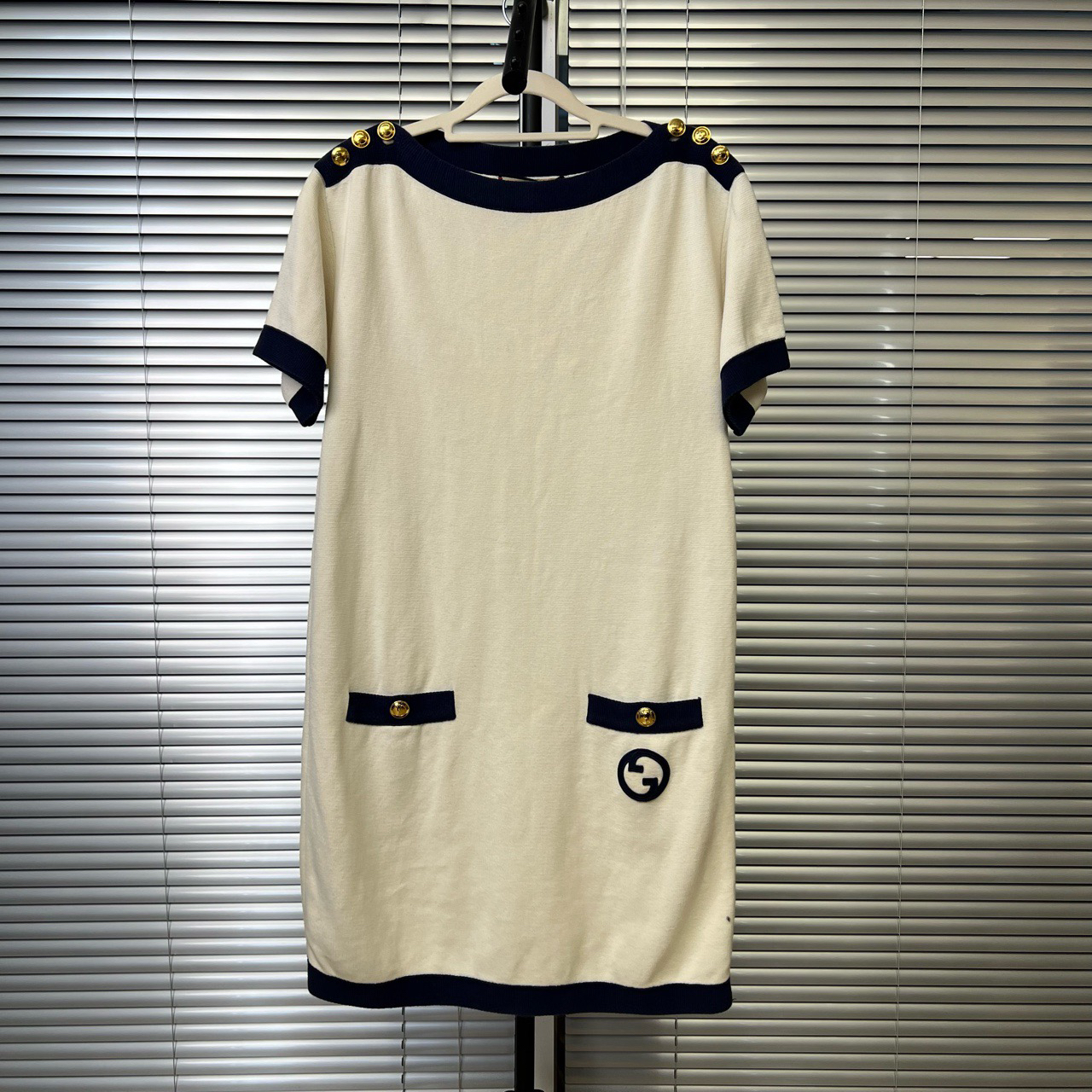 99新 GUCCI/古驰 撞色徽标针织连衣裙 xs码 cl00700