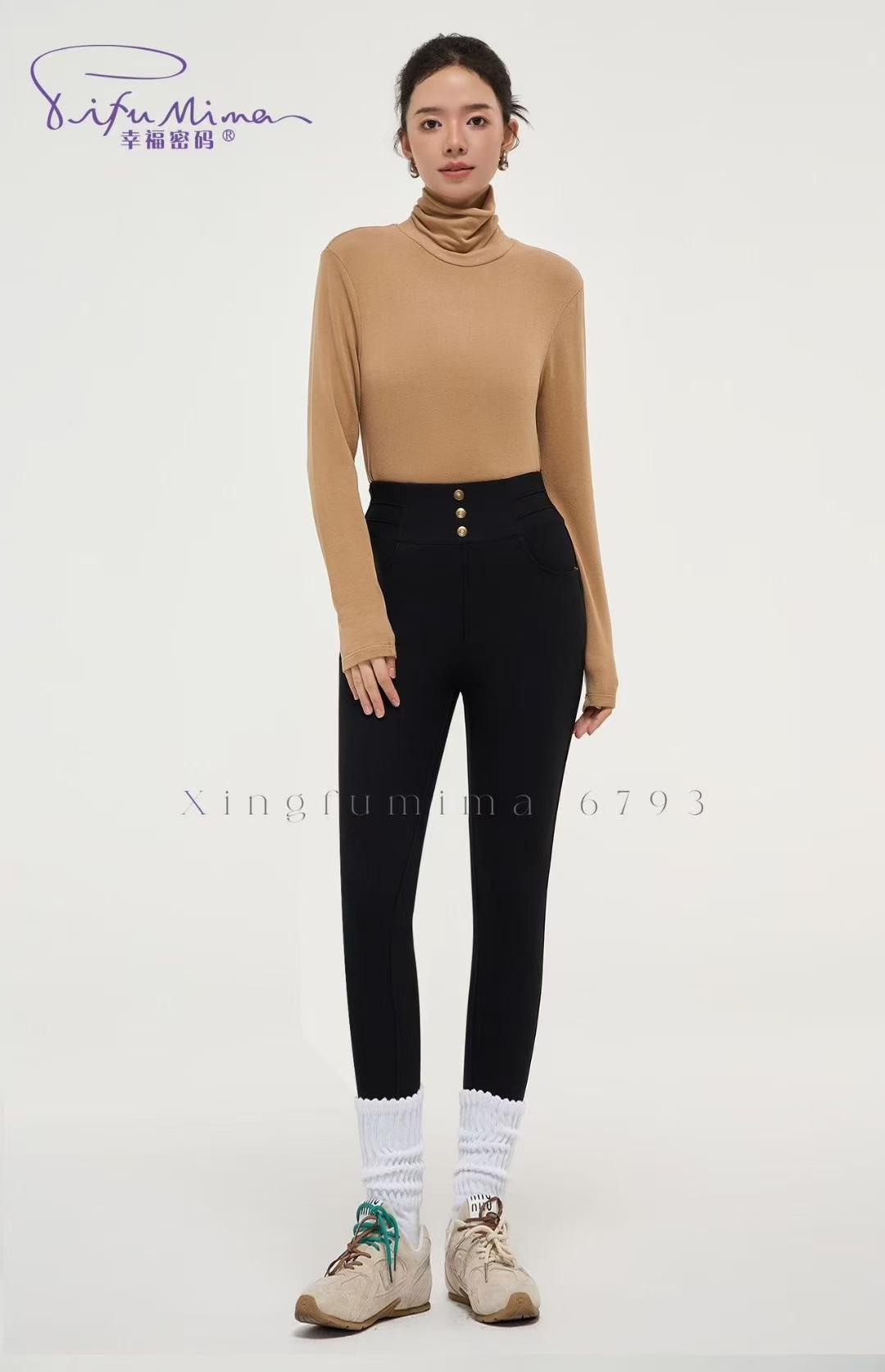 冬季加绒加厚高腰提臀裤