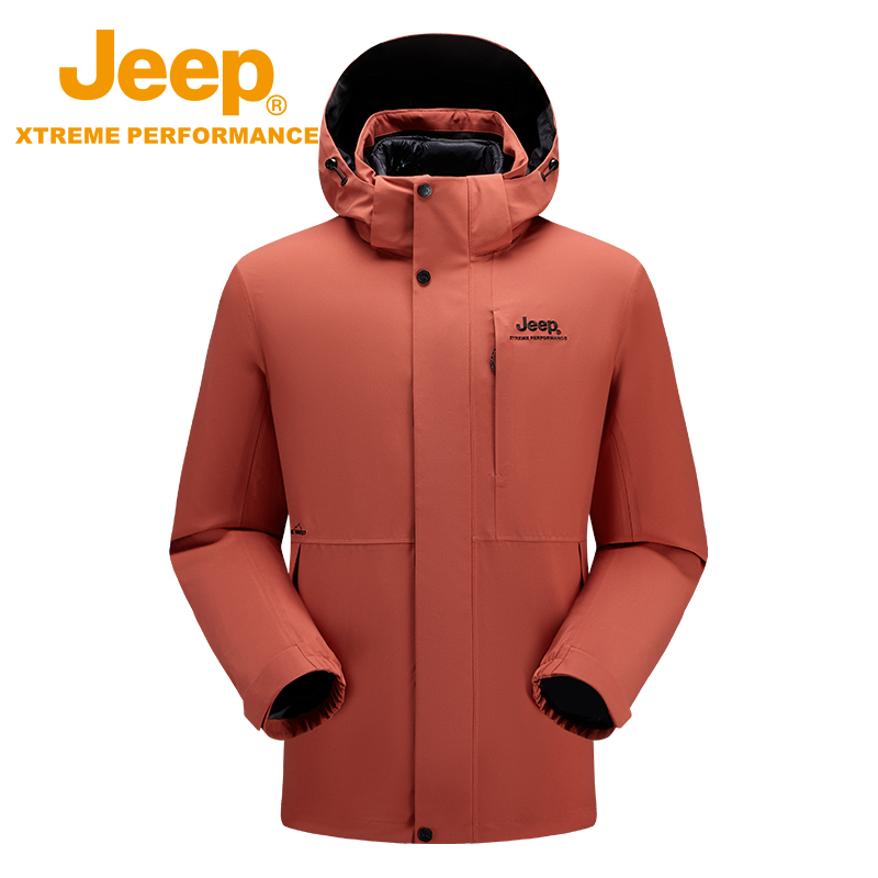 Jeep/吉普户外男士冲锋衣三合一登山休闲秋冬防水防风