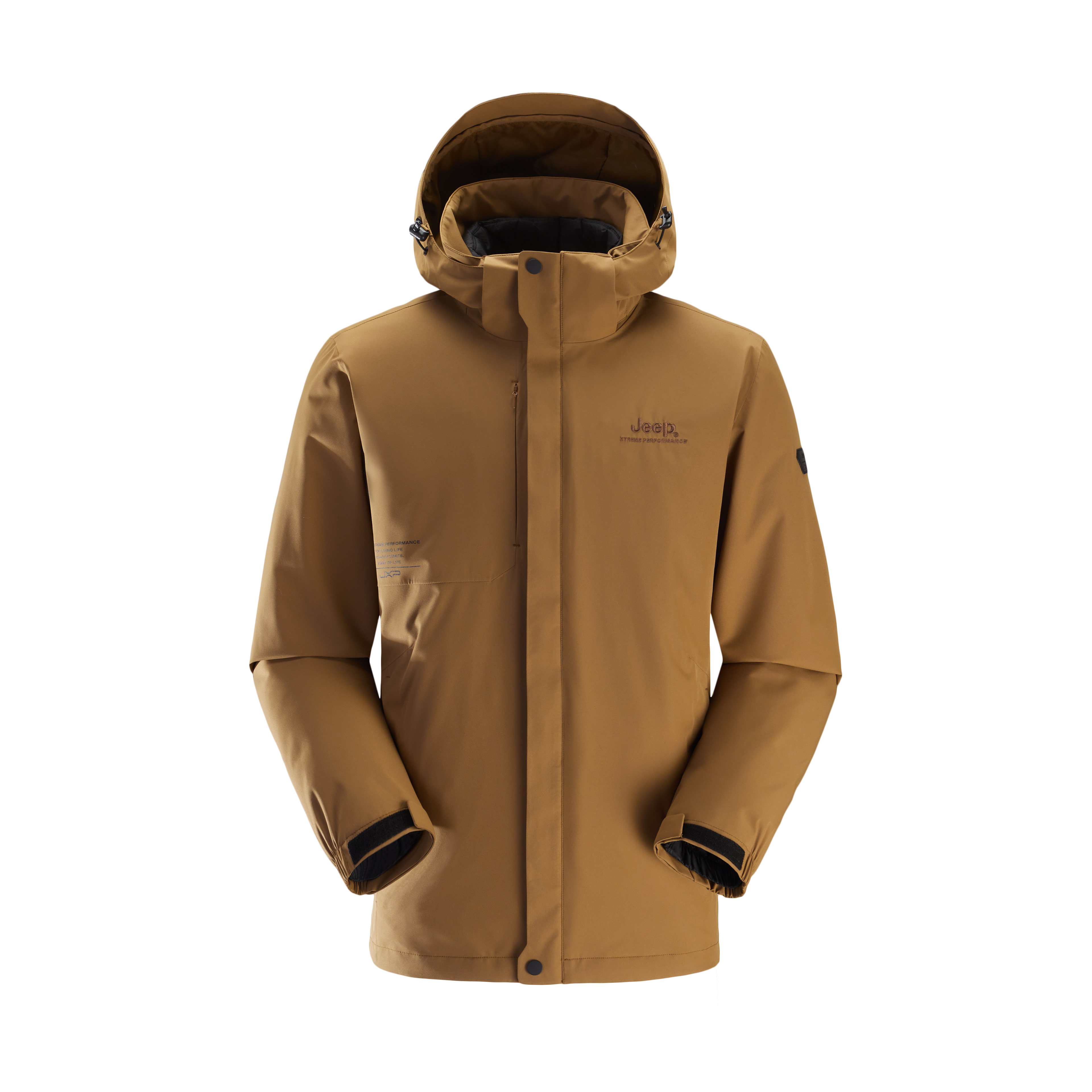 Jeep户外冲锋衣男防风防水保暖登山服三合一可拆卸连帽抓绒两件套