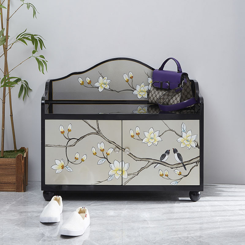 81*40*72换鞋凳穿鞋凳 新中式储物凳进门长凳装饰柜子凳子收纳凳