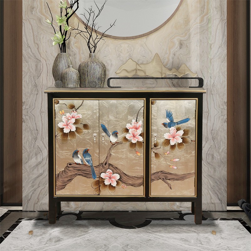 新中式鞋柜玄关柜家用定制门厅大容量整体入户客厅收纳柜储物柜