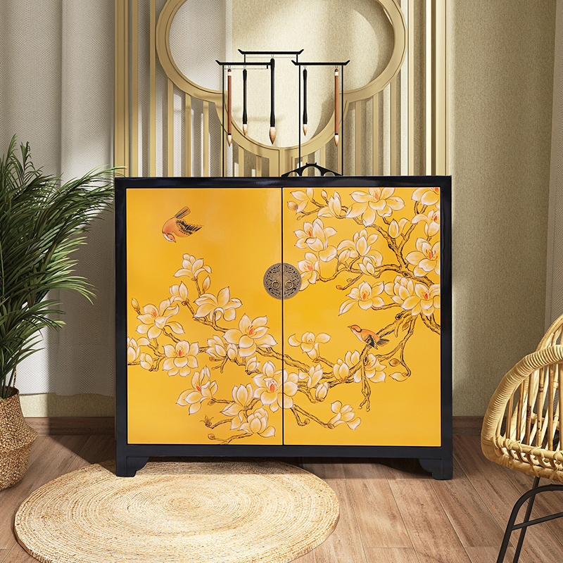 入户玄关柜鞋柜一体客厅进门隔断柜家用酒店双面实木新中式装饰柜