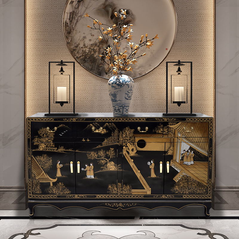 餐边柜现代简约新中式柜子茶水柜收纳客厅靠墙实木整体复古备餐柜