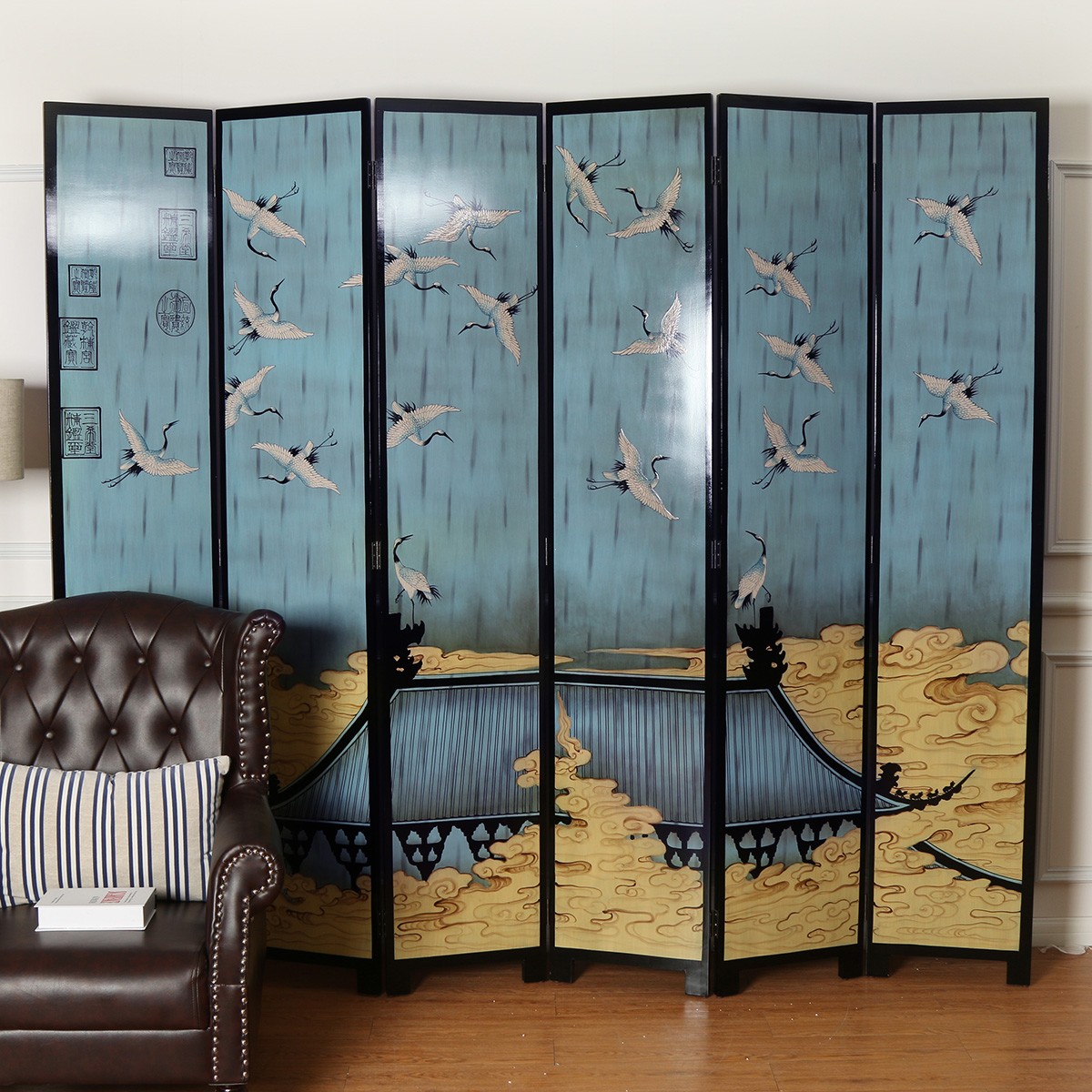 240*213饭店酒店客厅玄关隔断木质定制屏风新中式折屏装饰屏风