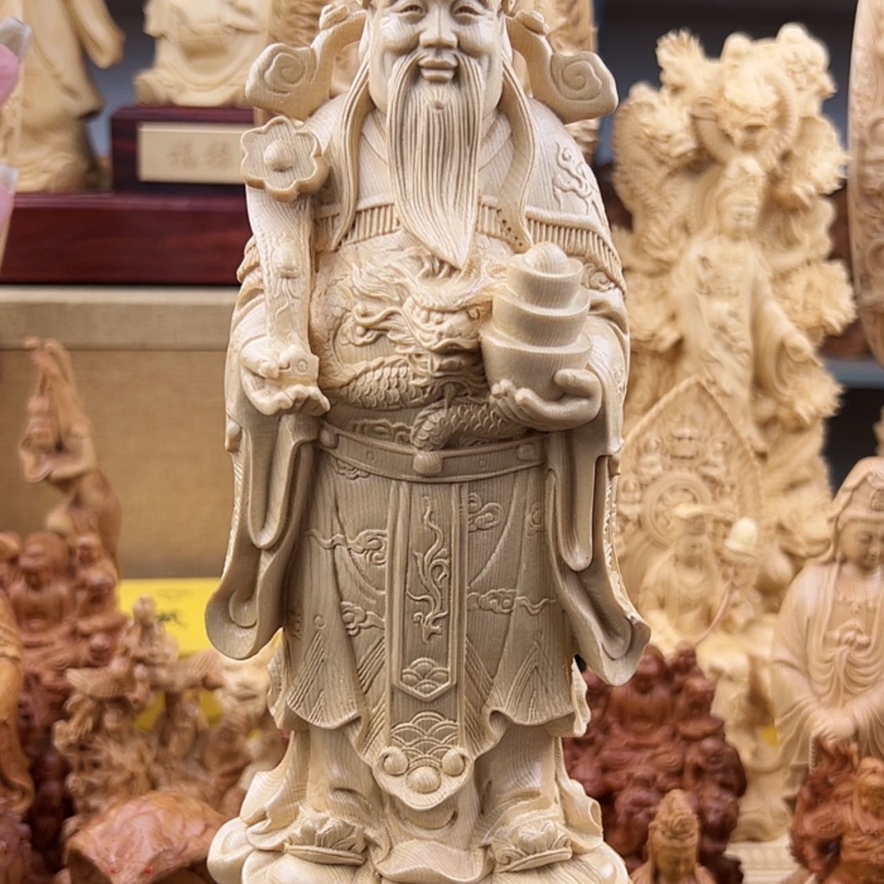 【闪购商品】雕刻木材桧木财神
