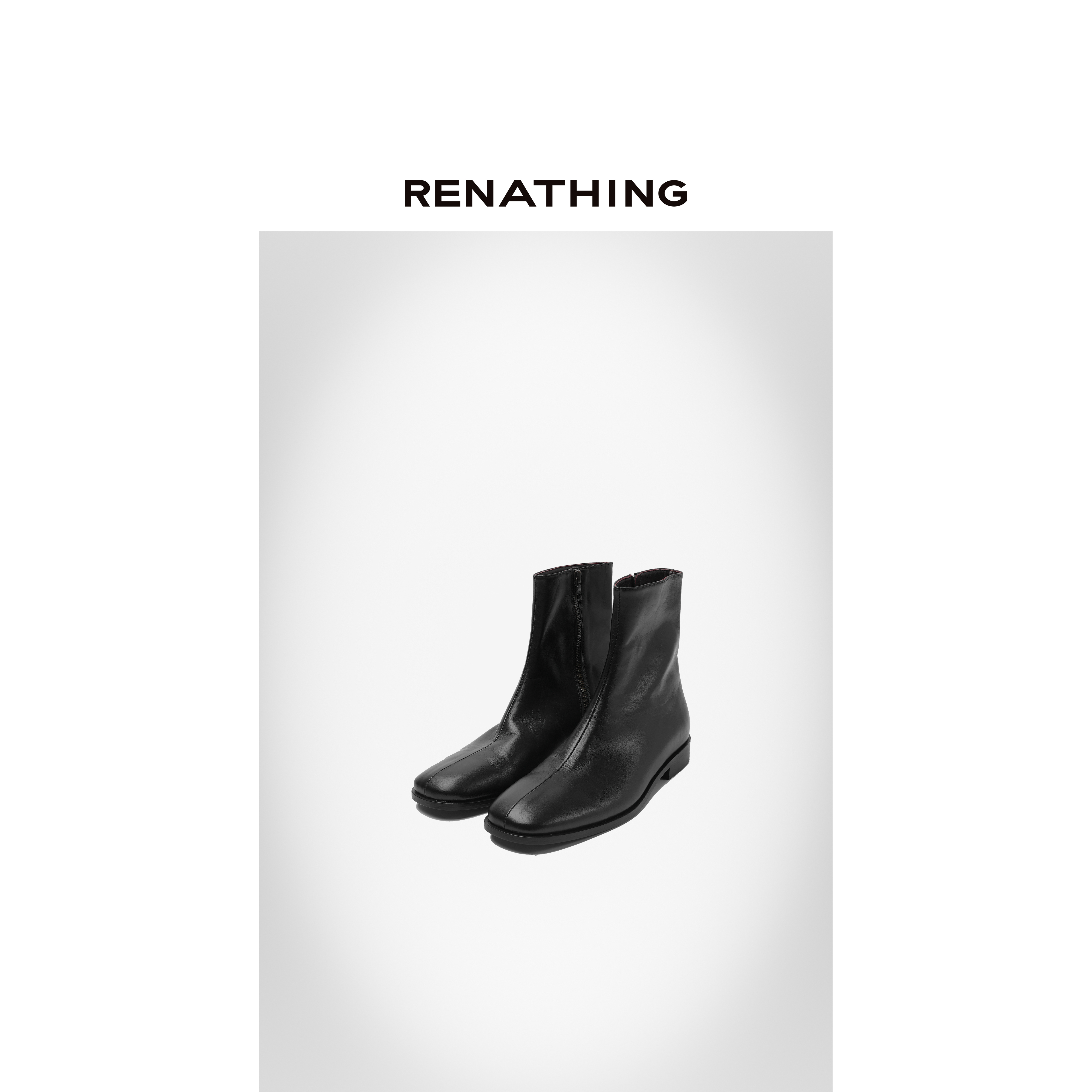 【RENATHING】圆头中缝短筒靴