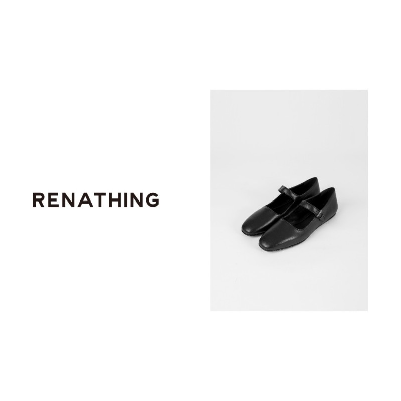 【RENATHING】复古方头扣带单鞋