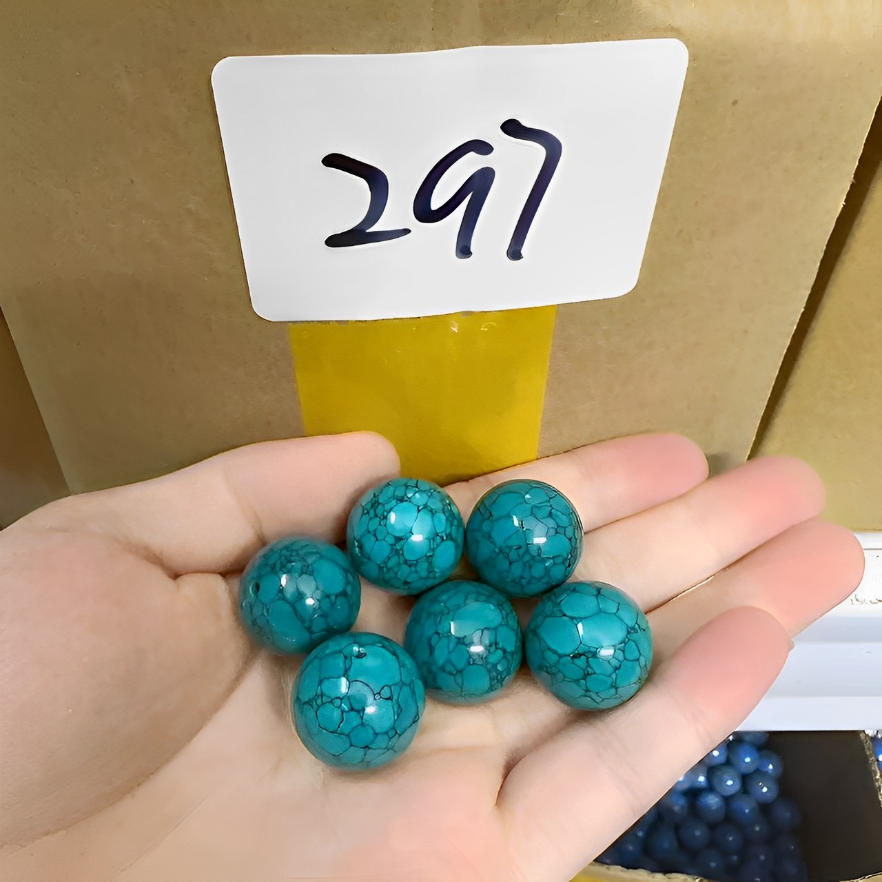 【人工处理】【297号】卡19m单个发青皮色铁线纹单颗圆珠散珠