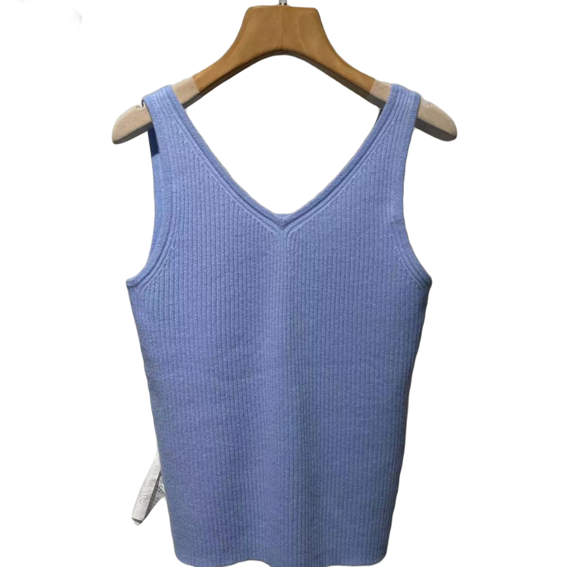 saraphillips精纺纯山羊羔绒抽条女士针织保暖吊带背心打底