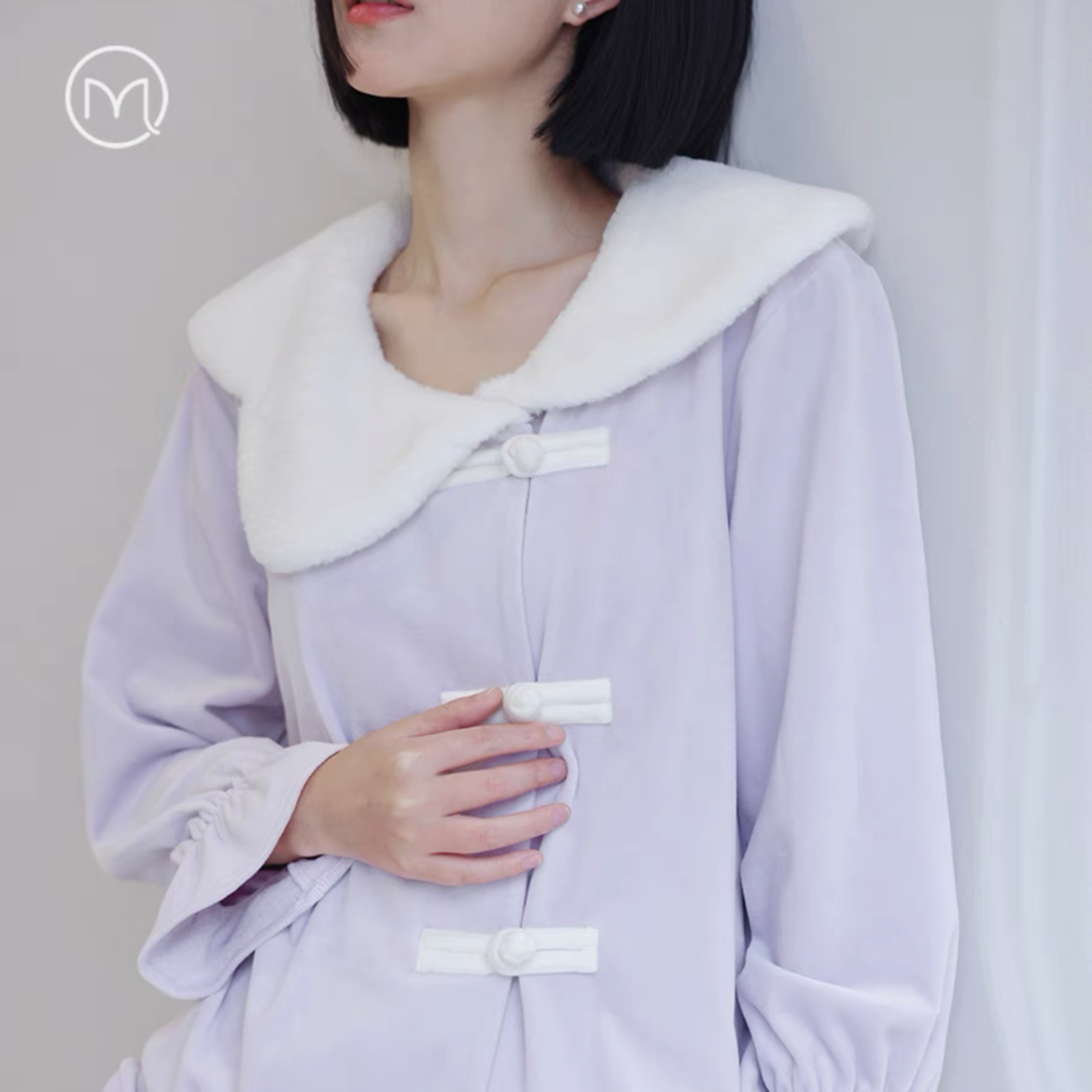 【罗曼庄园】国风海岛绒ins宽松秋冬季睡衣加绒女士甜美舒适家居服