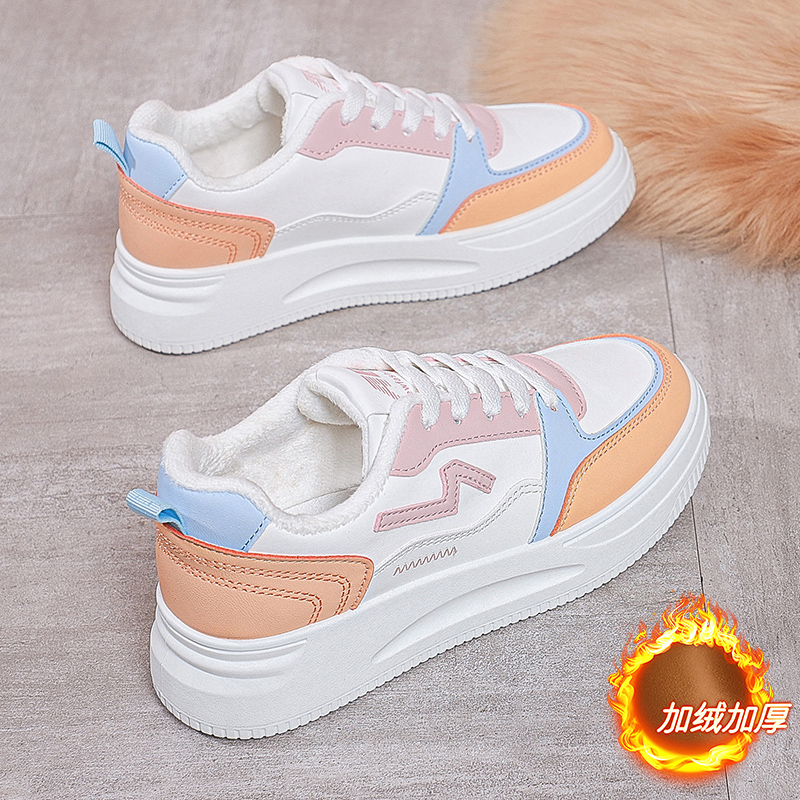 李宁国潮女鞋冬季加绒棉鞋10女孩保暖板鞋12大童13初中学生运动鞋