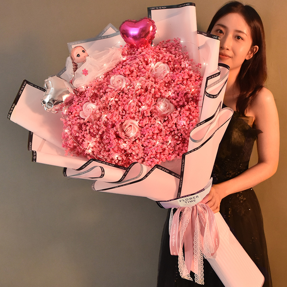 超大满天星干花永生花送老师女友老婆妈妈情人生日圣诞节礼物花束