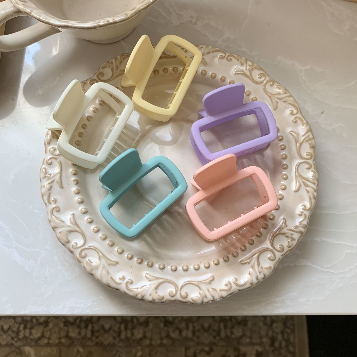 奶油色系方形抓夹简约百搭发抓后脑勺盘发夹子彩色发卡发饰鲨鱼夹