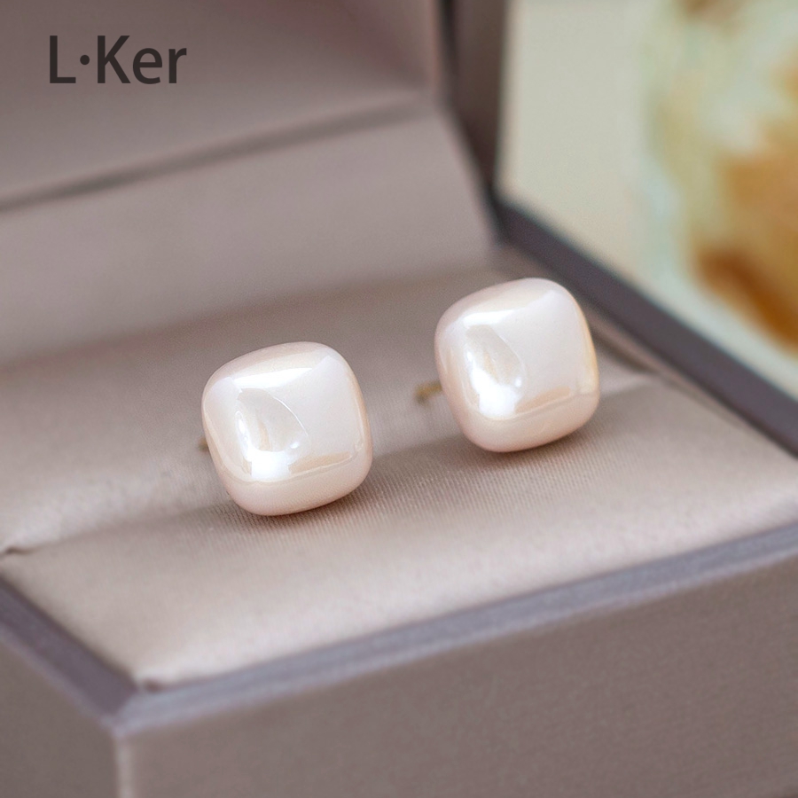 铜合金耳饰 小众简约方块珠珠耳环经典百搭温柔时尚感小巧耳钉438