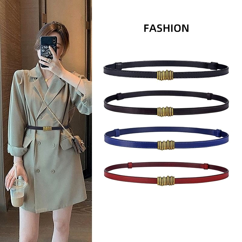 高级女士细腰带装饰西装大毛衣配裙子ins潮百搭腰链黑色复古皮带