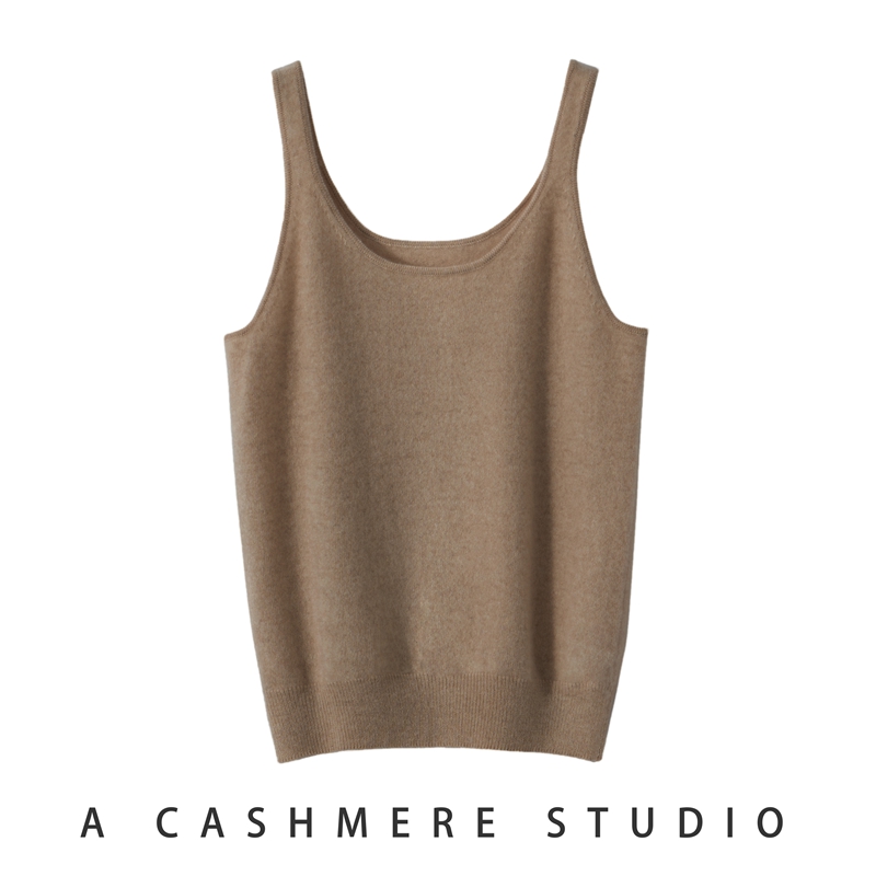 轻轻松松的好看~100山羊绒圆领吊带背心女显瘦纯羊绒背心内搭打底