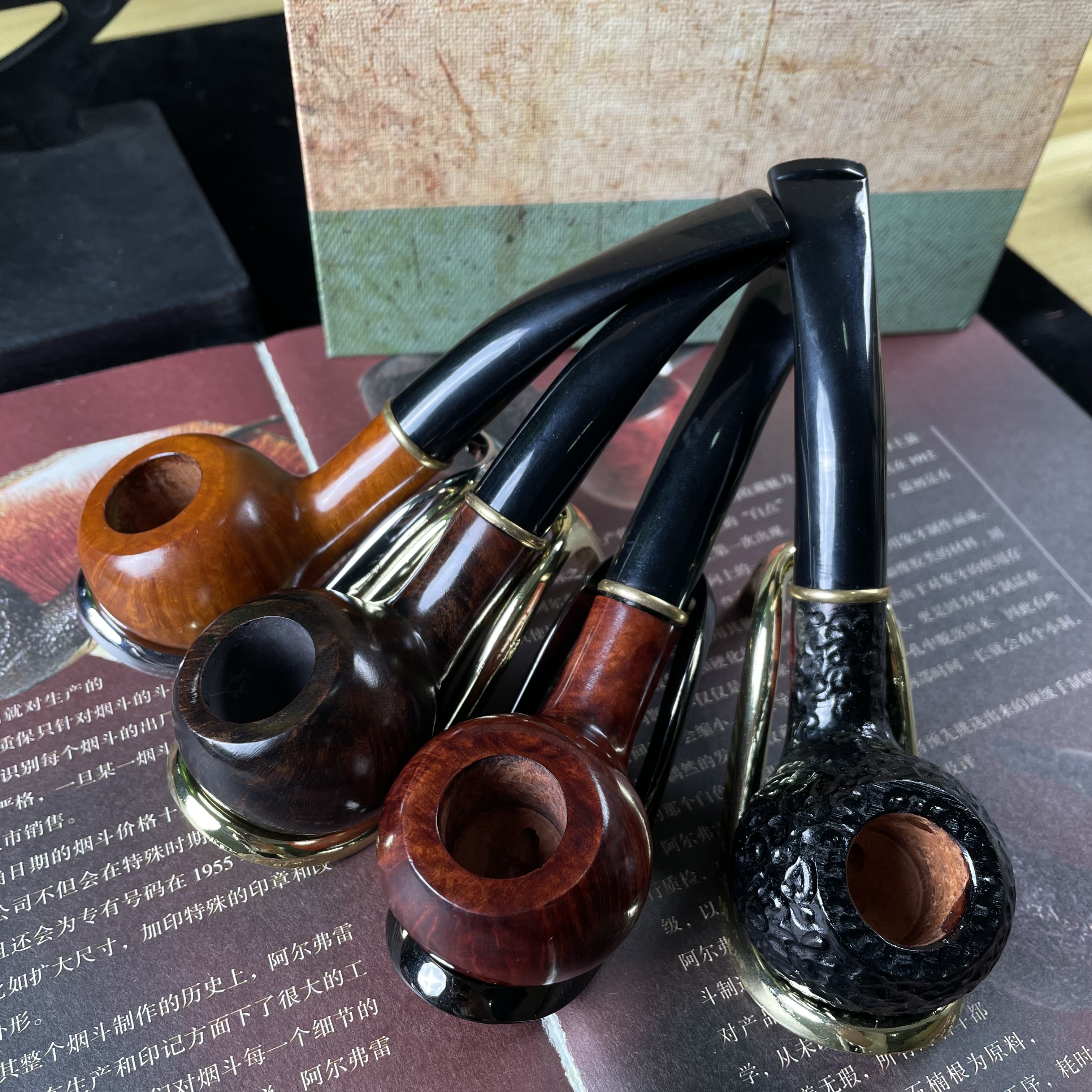 石楠木手工烟斗 新手入门款苹果福尔摩斯 四色可选 带配件