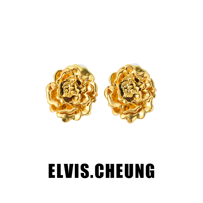 【秀场同款】ELVIS.CHEUNG 23秋冬高级复古金属大花【自播专享】时尚
