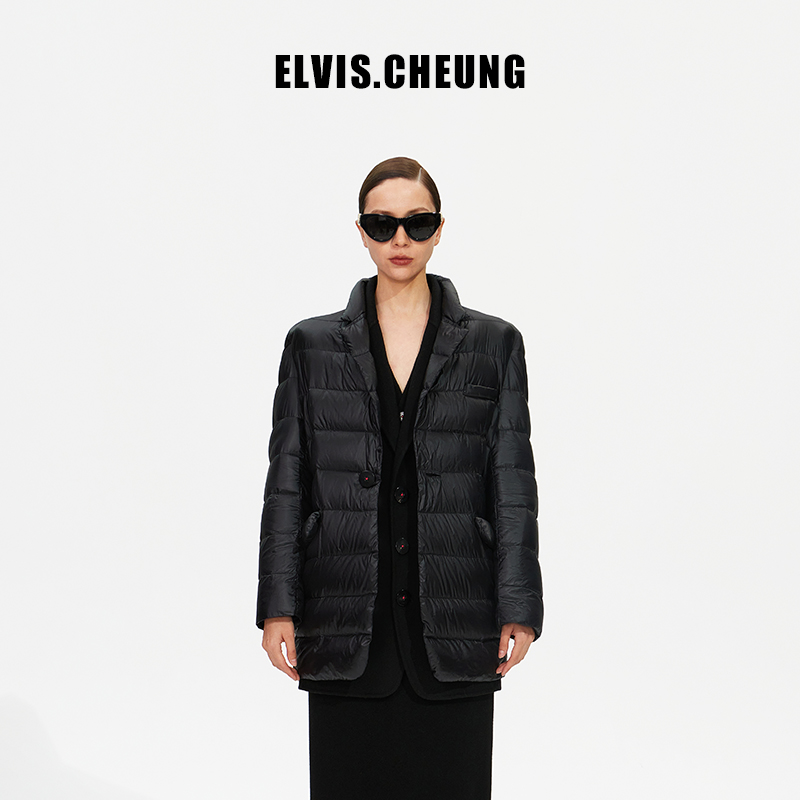 西装式轻薄绒羽绒服