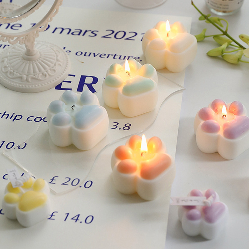 香薰蜡烛少女心生日蜡烛创意拍照道具diy家居装饰小猫爪蜡烛