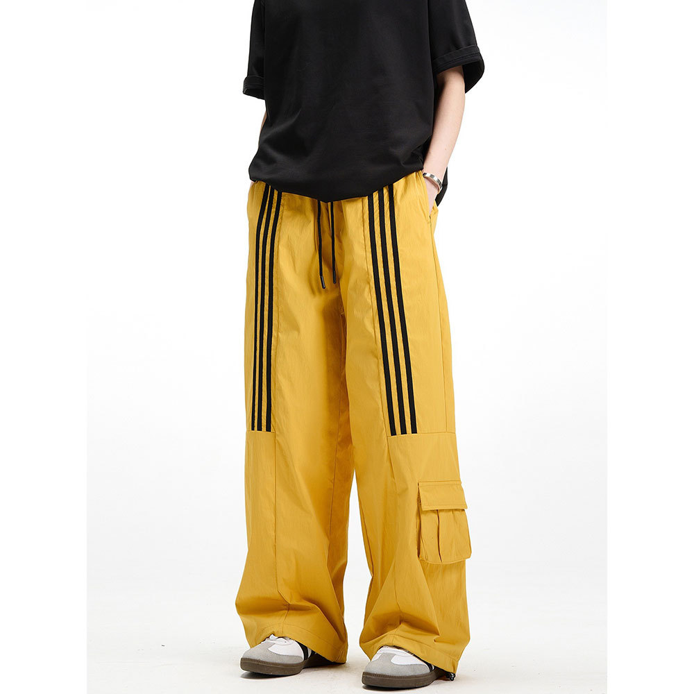 美式休闲裤宽松休闲运动裤男女潮流条纹设计感小众直筒百搭工装裤