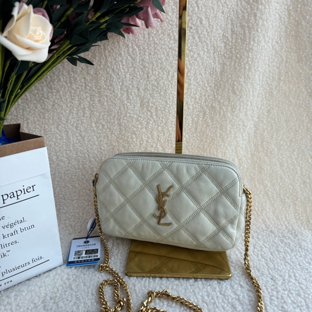 95新 YSL/圣罗兰 圣罗兰白色单肩包sm
