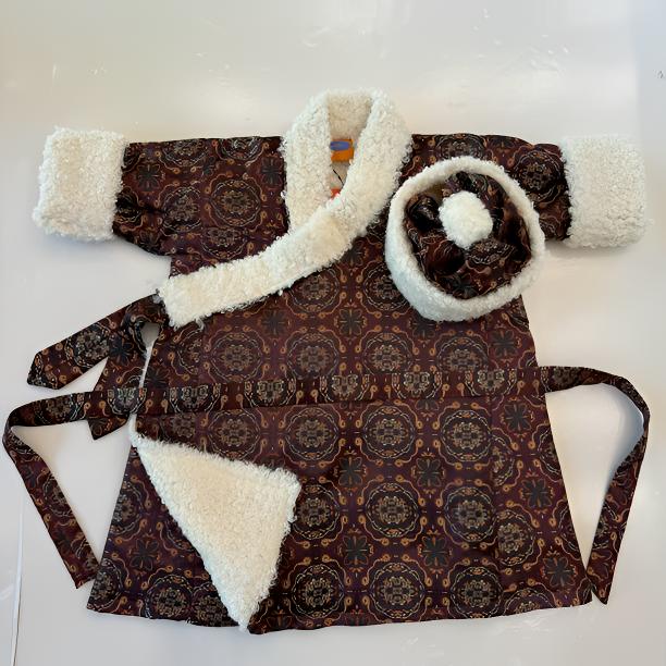 民族童装宝宝藏袍民族风加毛藏装百天藏袍喜庆可爱美丽时尚传款