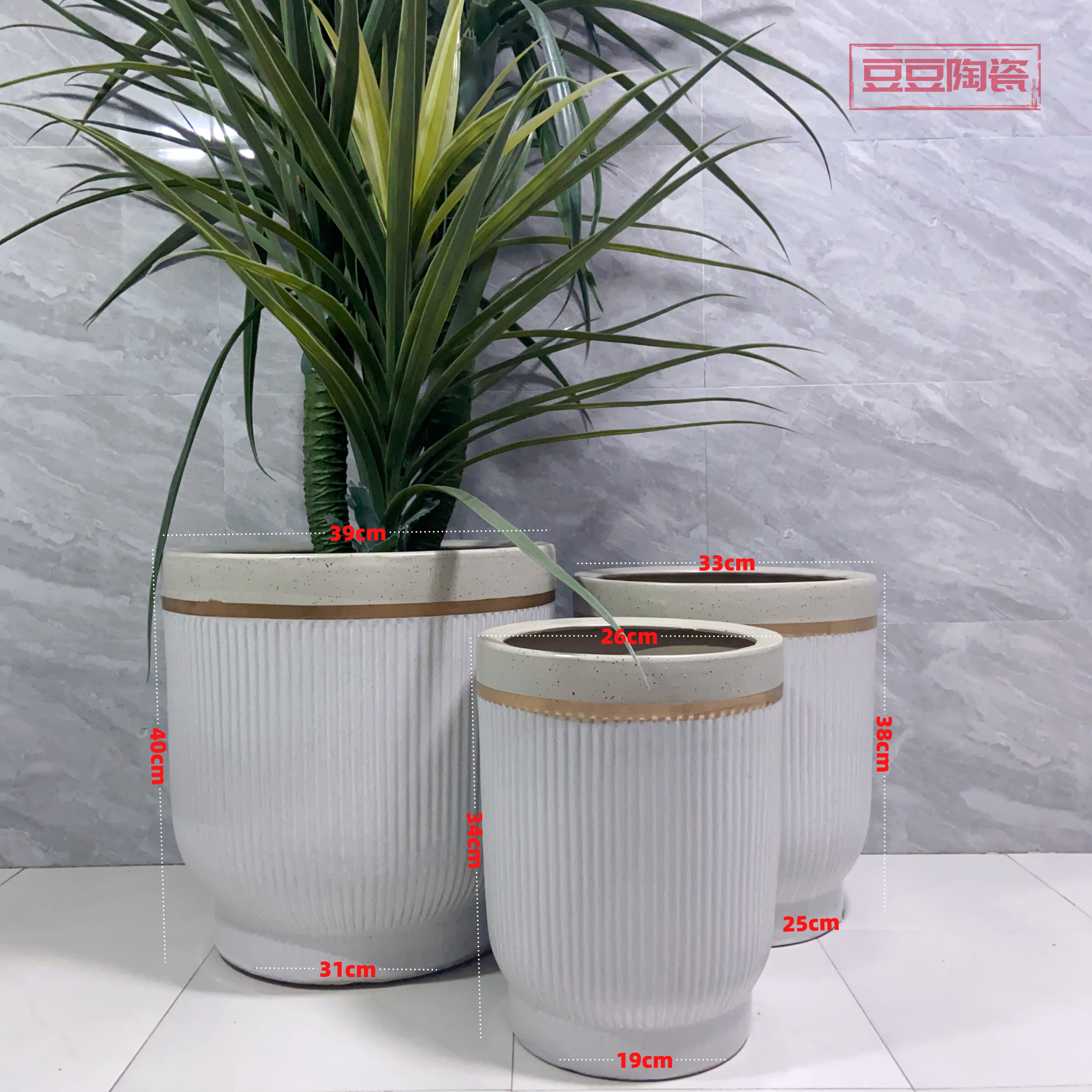 简约客厅哑光落地陶瓷花盆特大金钱树发财树富贵竹轻奢绿植大花盆