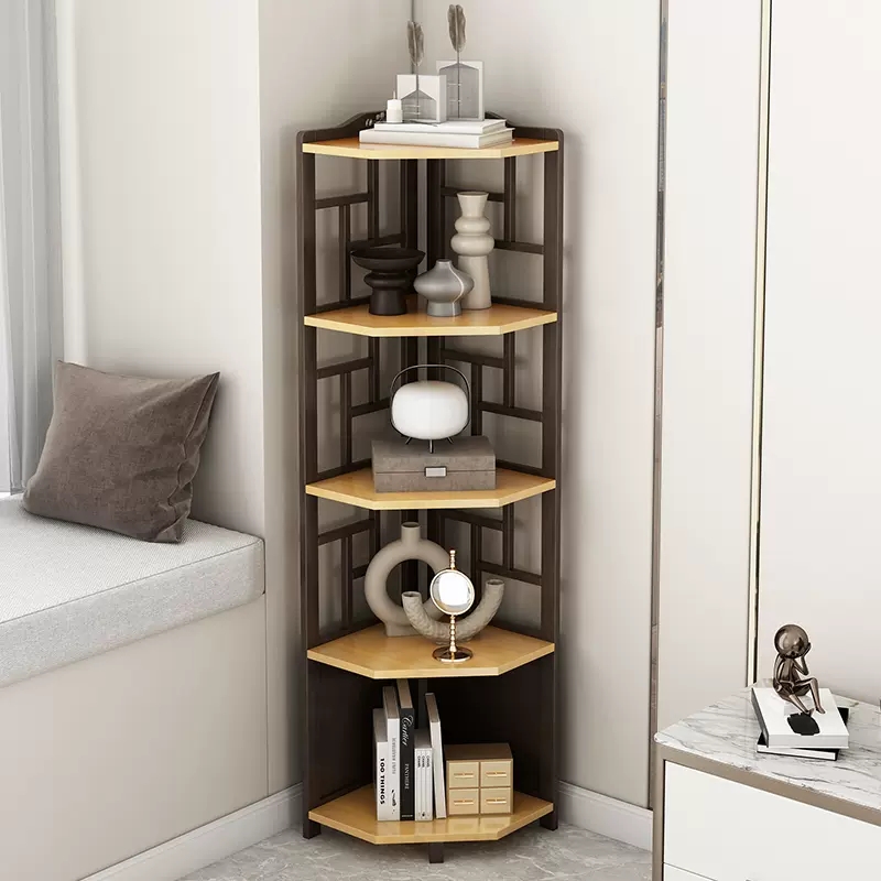 靠墙现代客厅简易转角三角柜书架置物架落地墙边柜客厅书柜