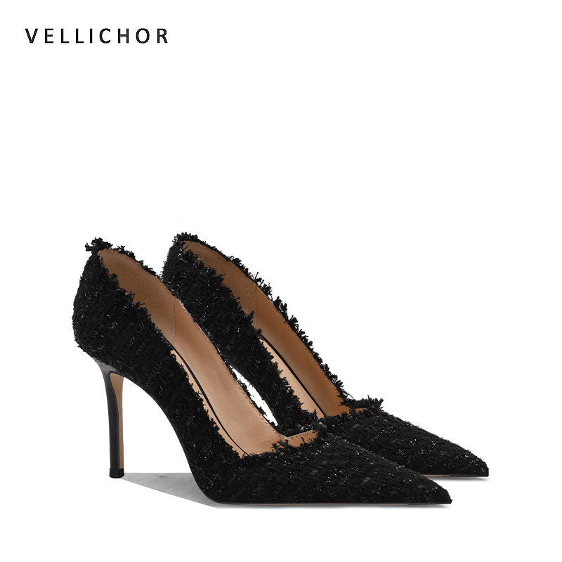 黑色浅口高跟鞋新款尖头细跟不累脚舒适气质高端职业不磨脚单鞋