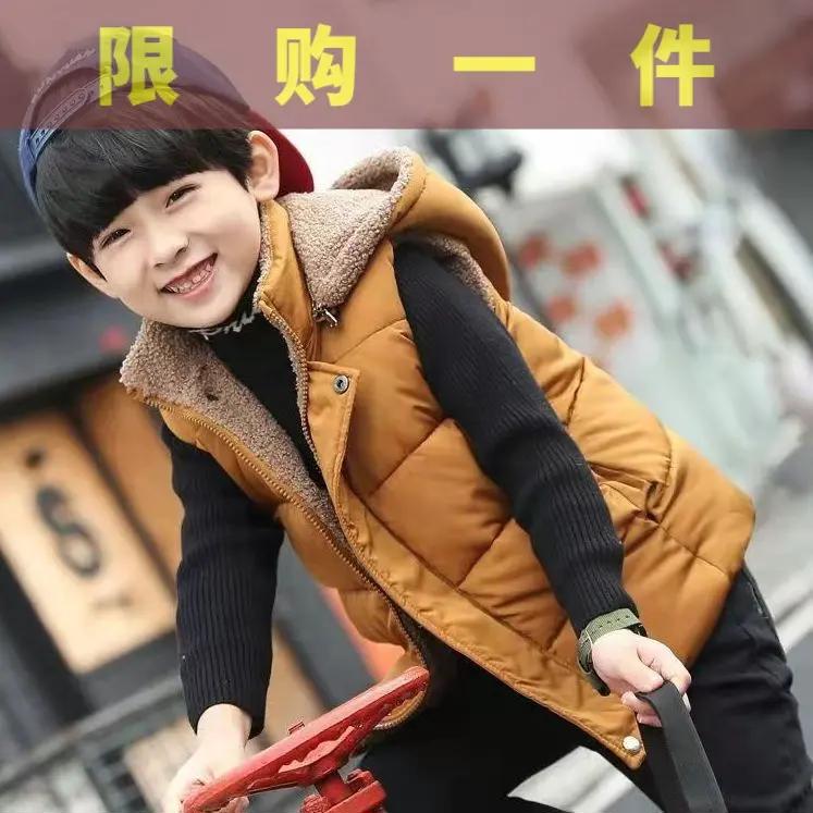 巴拉巴拉男童加厚棉马甲秋冬装男孩中大童羽绒棉马夹背心连帽外ll