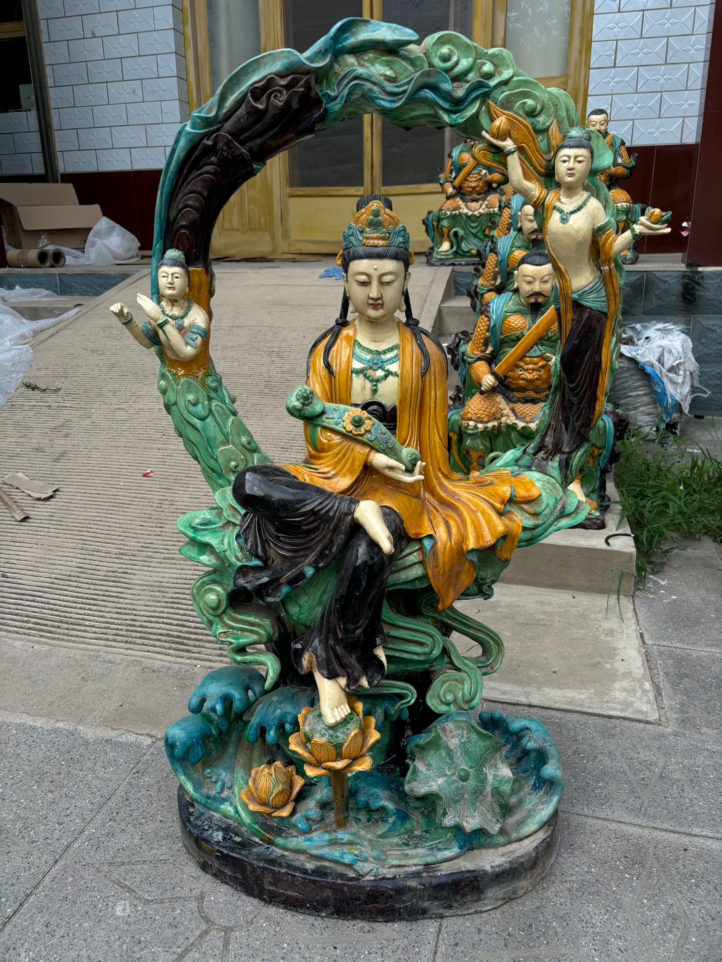琉璃三彩摆件高度1米