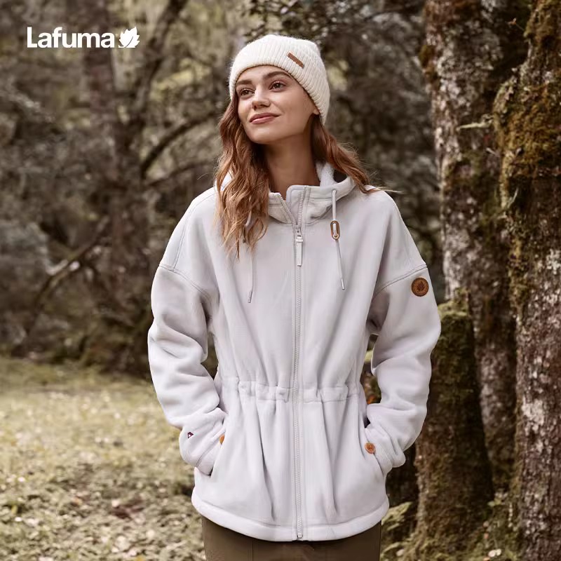 【热销款】LAFUMA户外秋冬Polartec抓绒衣女宽松连帽外套LFJA3CRX6