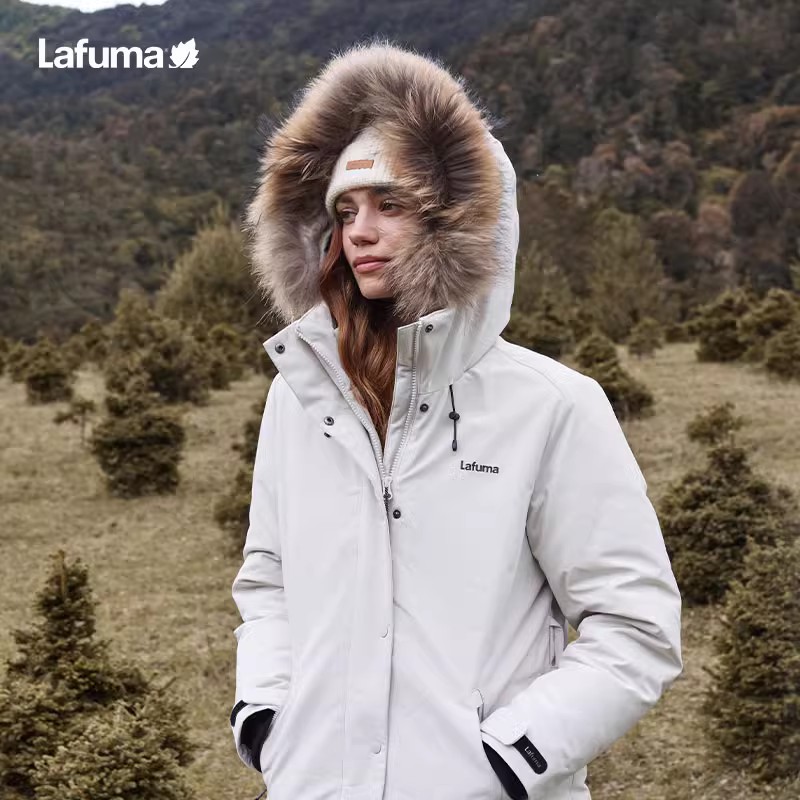 LAFUMA乐飞叶户外防泼水中长款鹅绒羽绒服女保暖防寒衣LFJU3DH65