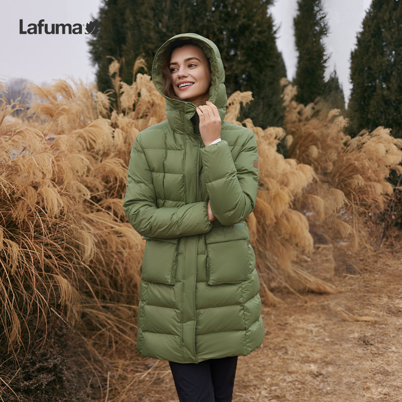 LAFUMA乐飞叶户外秋冬防泼水连帽女休闲亮面鹅绒羽绒服LFJU4DH60