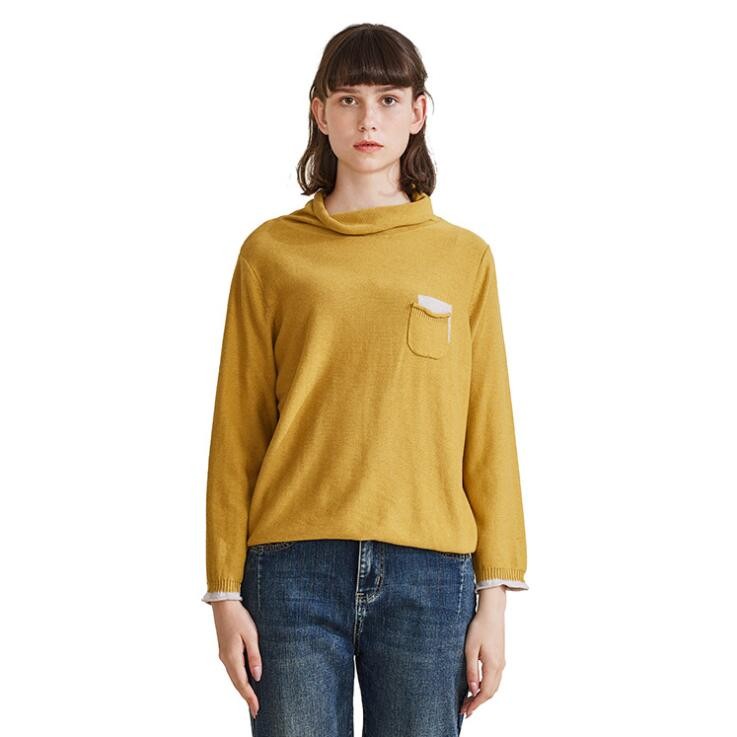 2025新款微胖mm春季宽松显瘦高领套头外穿内搭纯色针织毛衣  3313