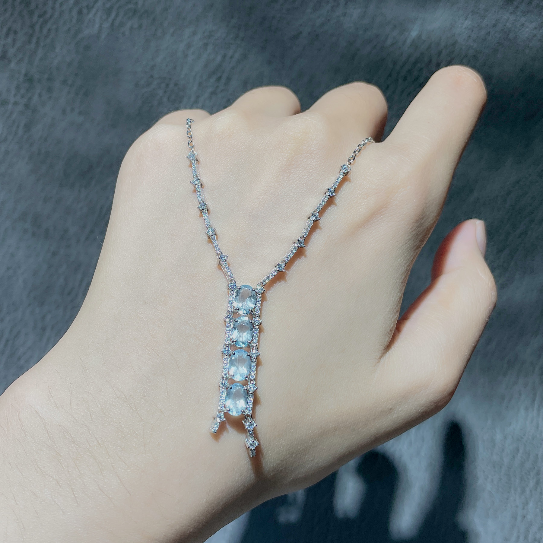 【歪歪】代芙*海蓝宝项链*S925镶嵌W0192