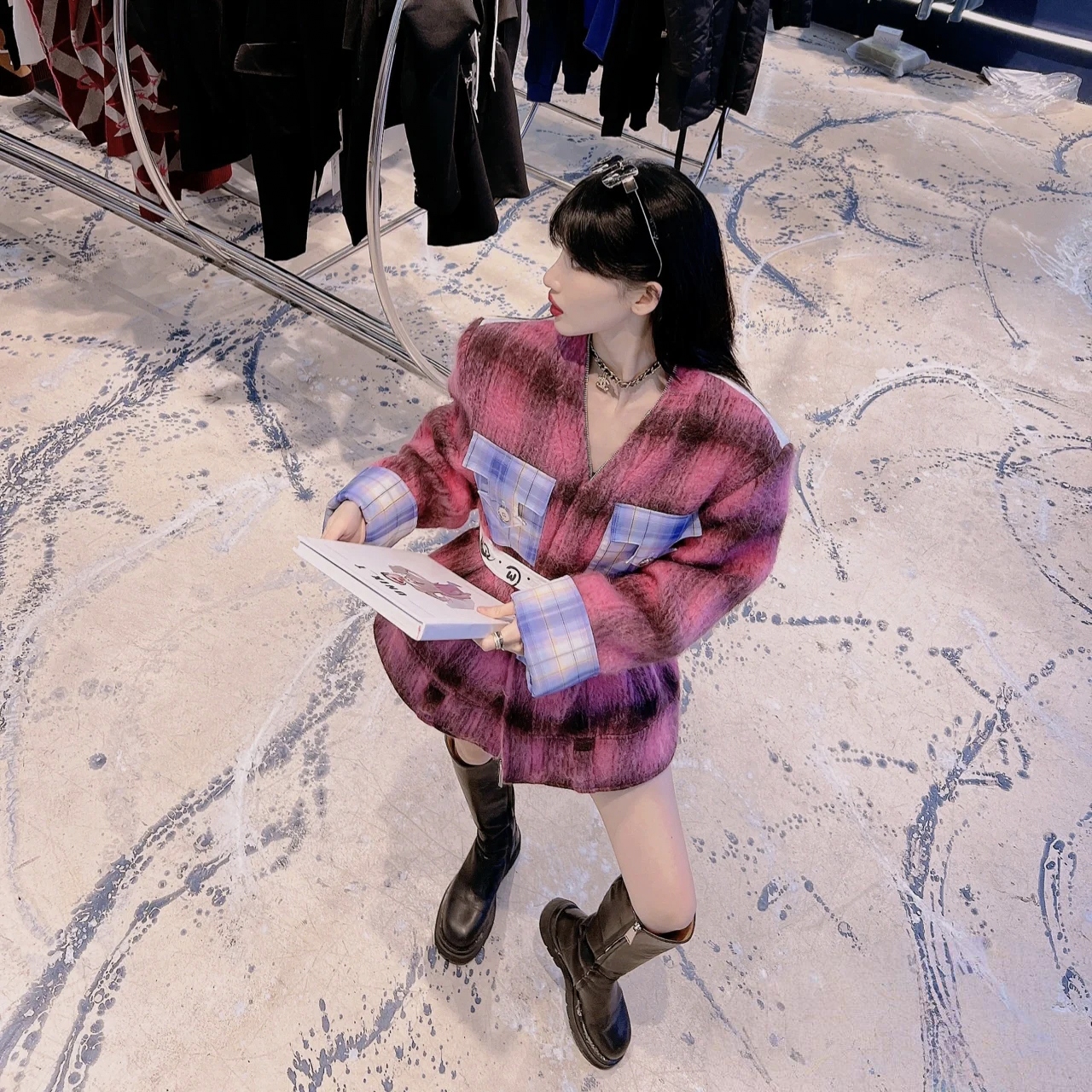 原创设计师品牌格子外套短款