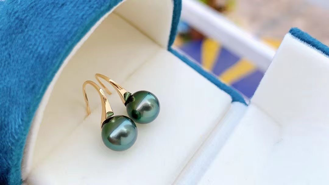 大希地孔雀绿珍珠 高跟鞋款耳钩