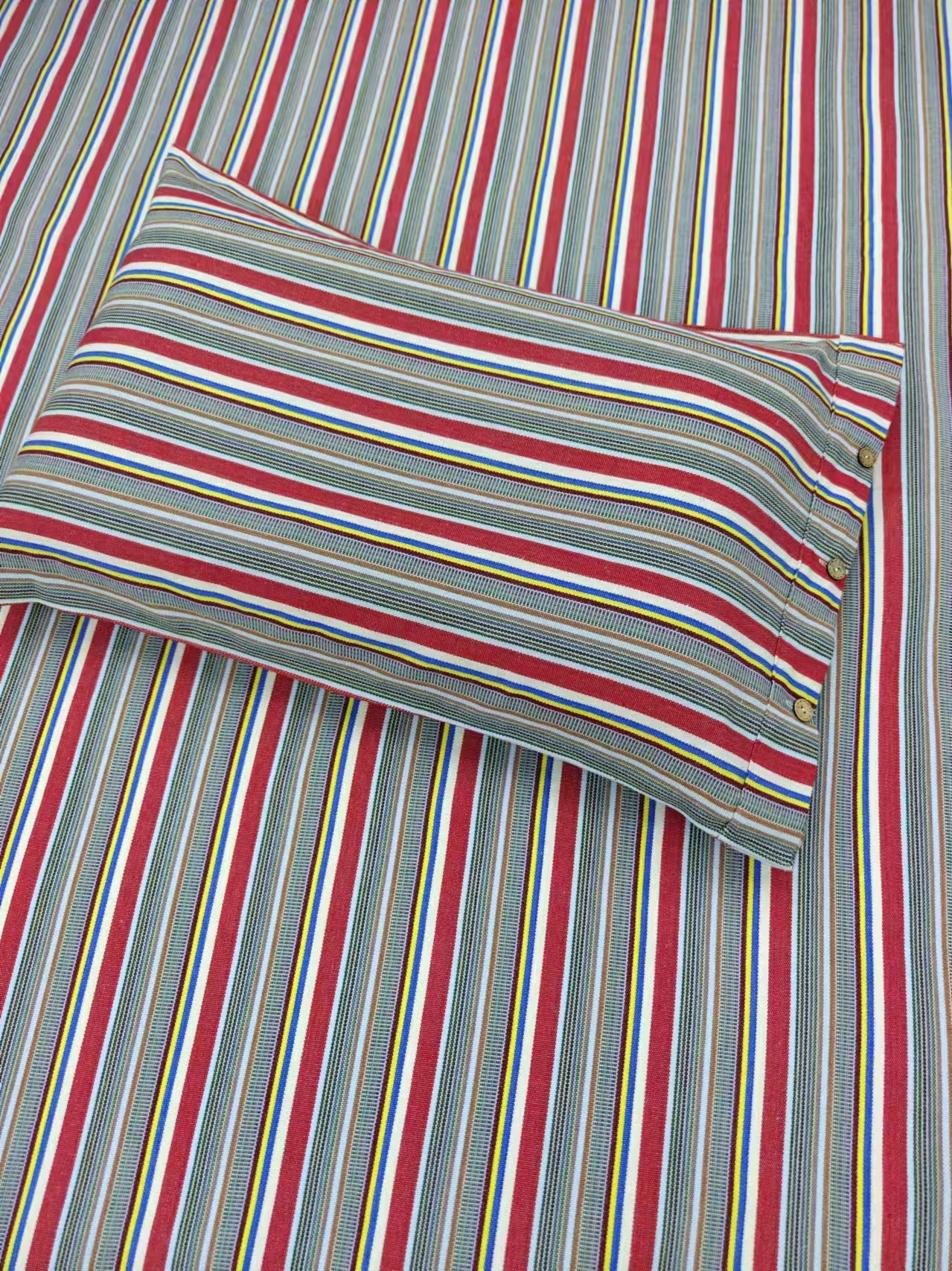 加大加厚老式纯棉条纹老粗布加厚吸水凉席枕套 一对   