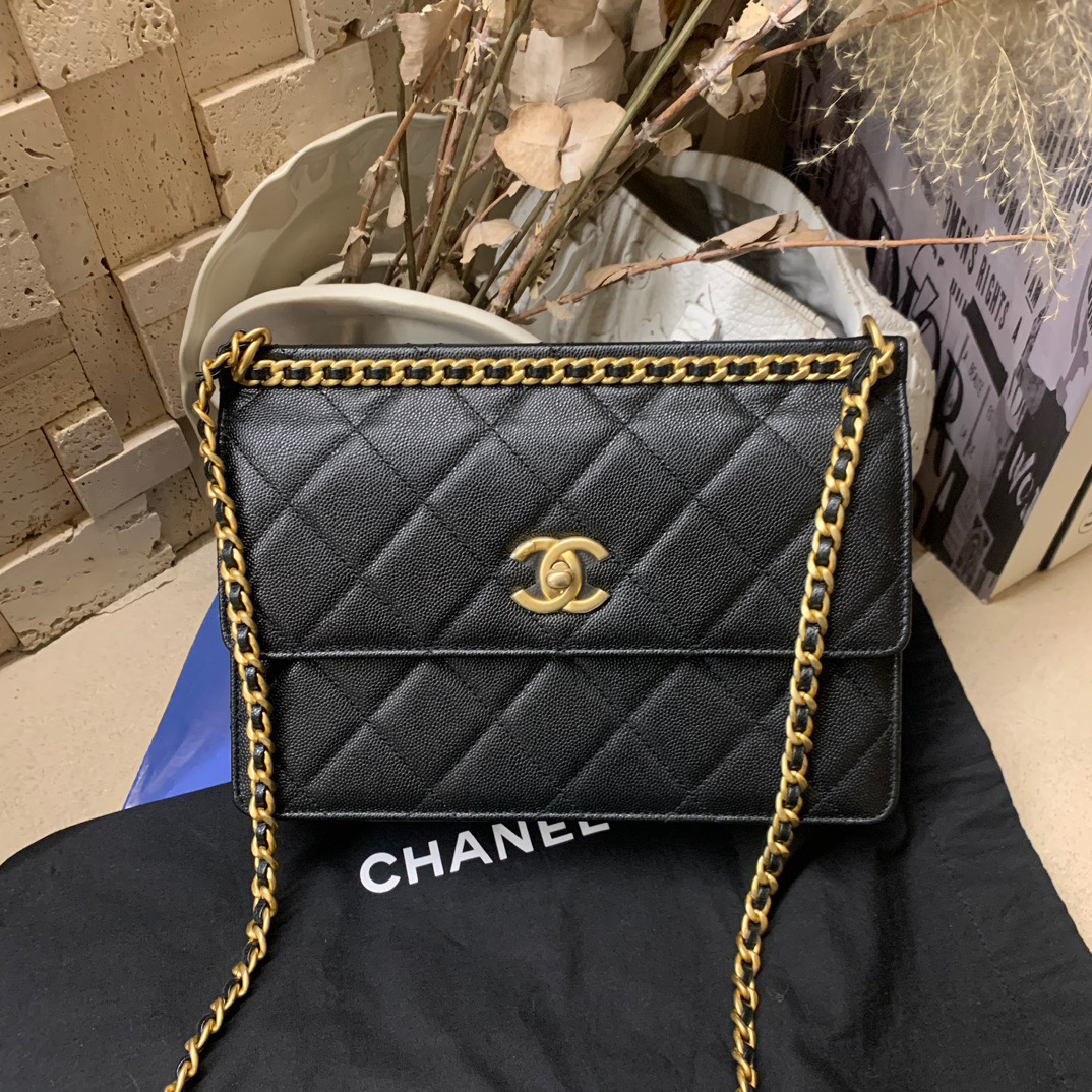 全新未使用 Chanel/香奈儿 黑金翻盖包（23A）