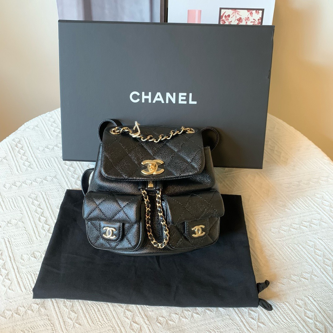 未使用 Chanel/香奈儿 24A duma 青蛙包黑金小号