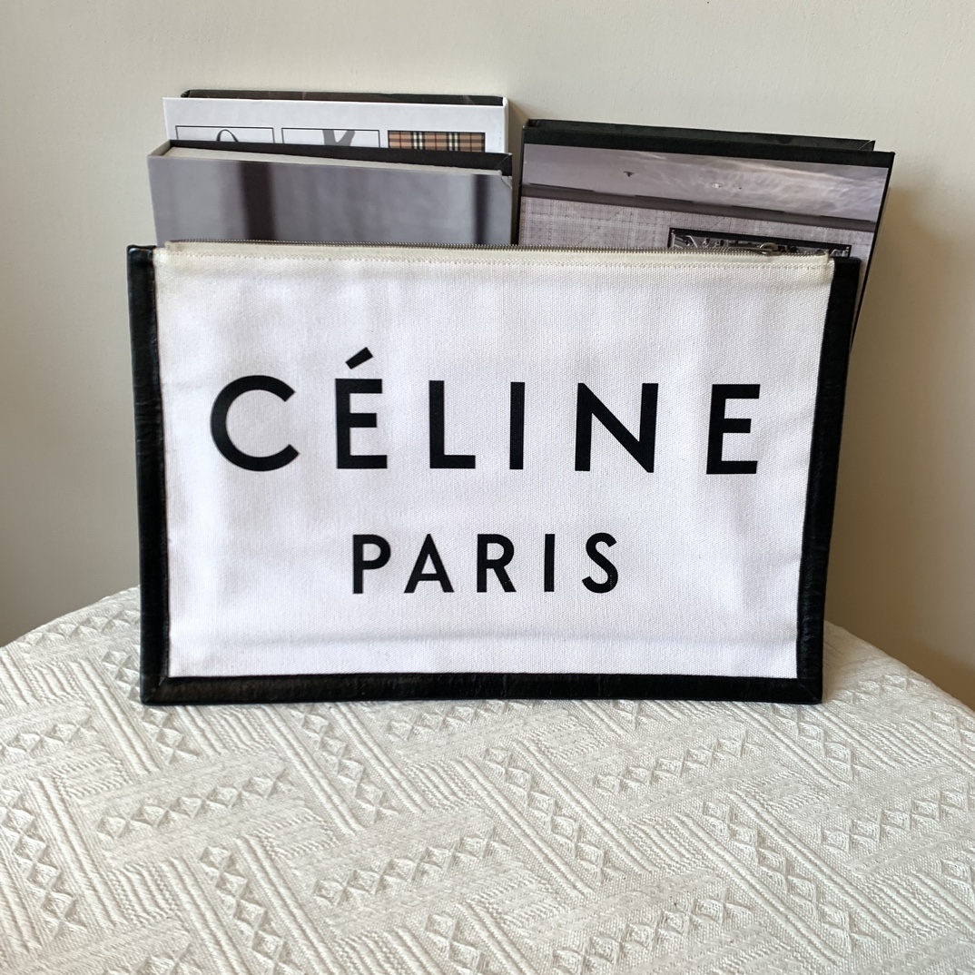 95新 Celine/思琳 黑白帆布字母包