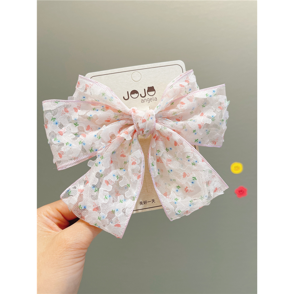 A378儿童发饰碎花蝴蝶结发夹女童百搭顶夹女孩后脑勺发卡公主头饰